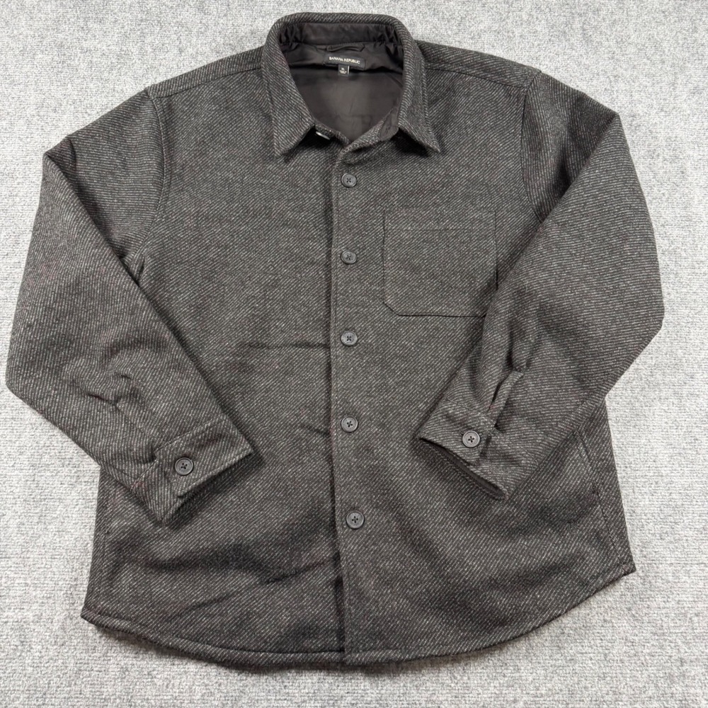 Banana Republic Shirt Jacket Mens XL Gray Textured Button Front Lined Overshirt